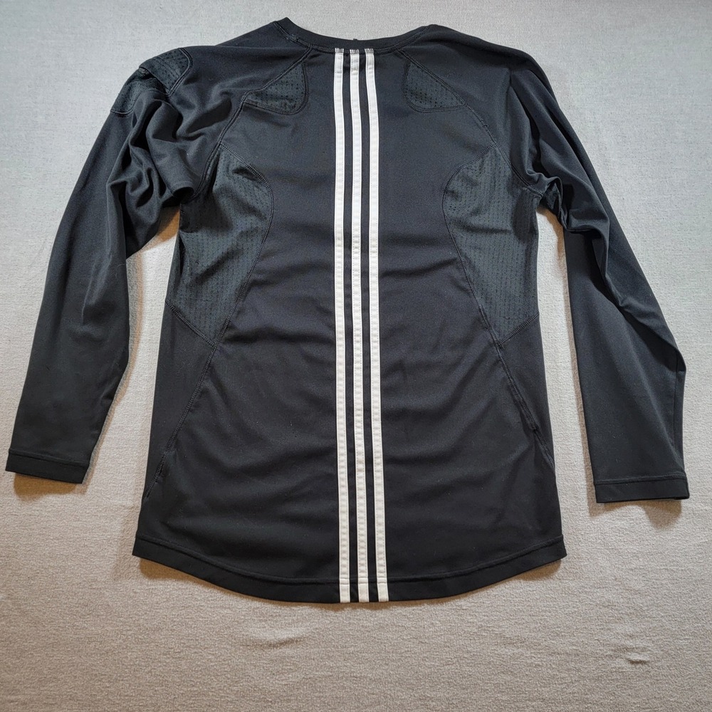 Adidas Long Sleeve Shirt Women XL Black Excellent Performance Mesh Velcro Pocket